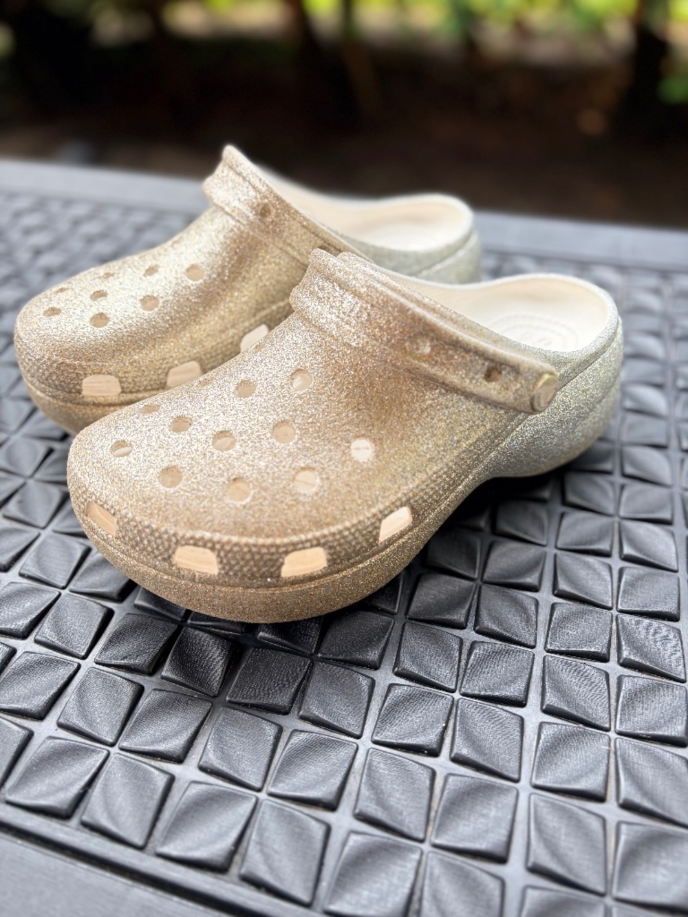 Women's Crocs - gold and silver gradient